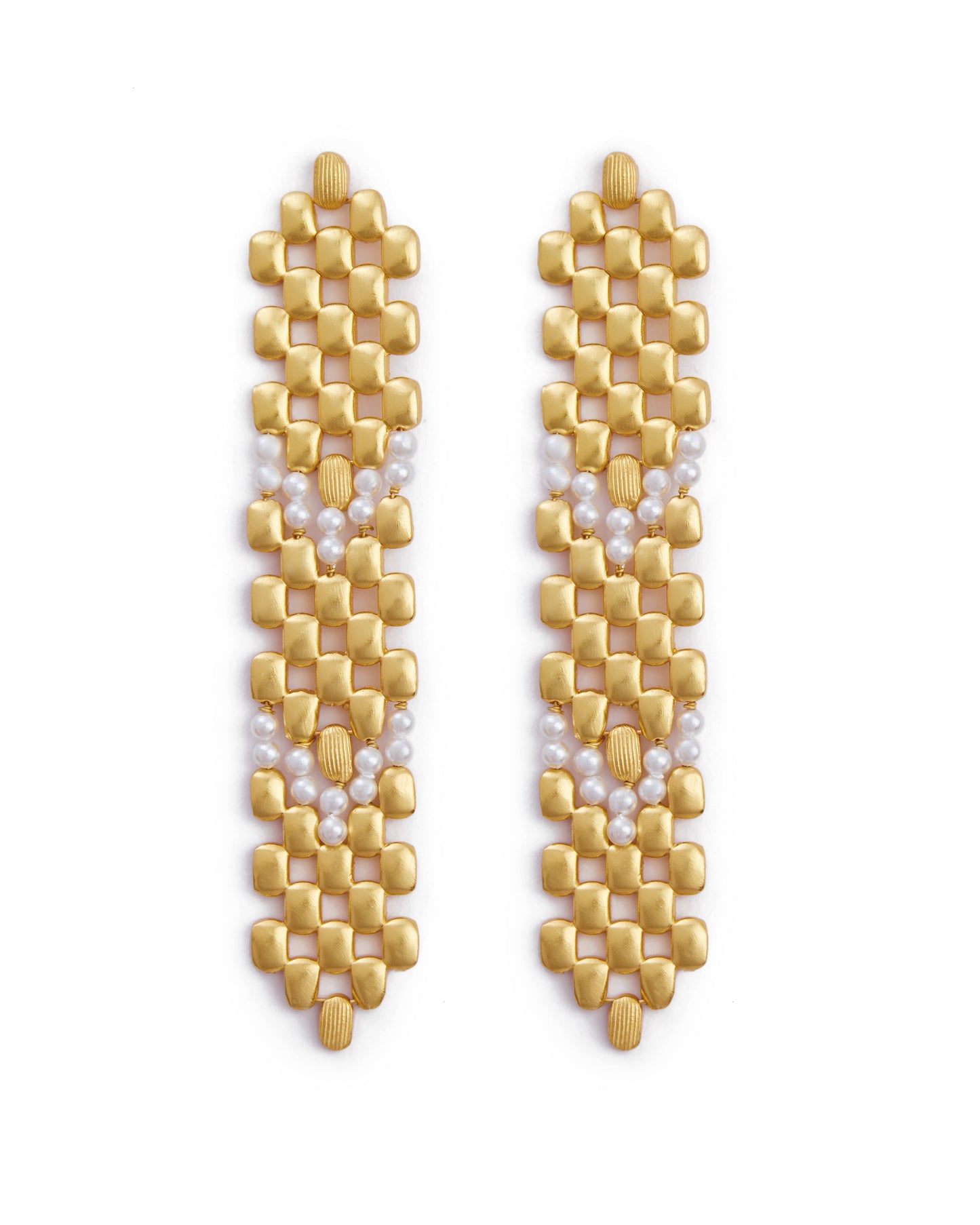 Pearly Golden Rain Danglers