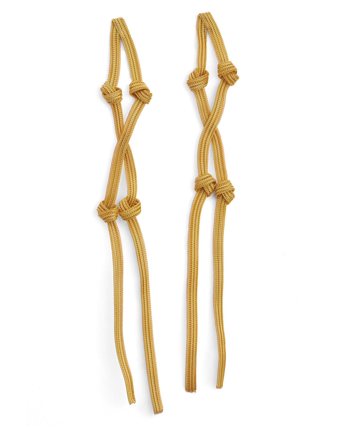 Double-Knotted Golden Mesh Long Earrings