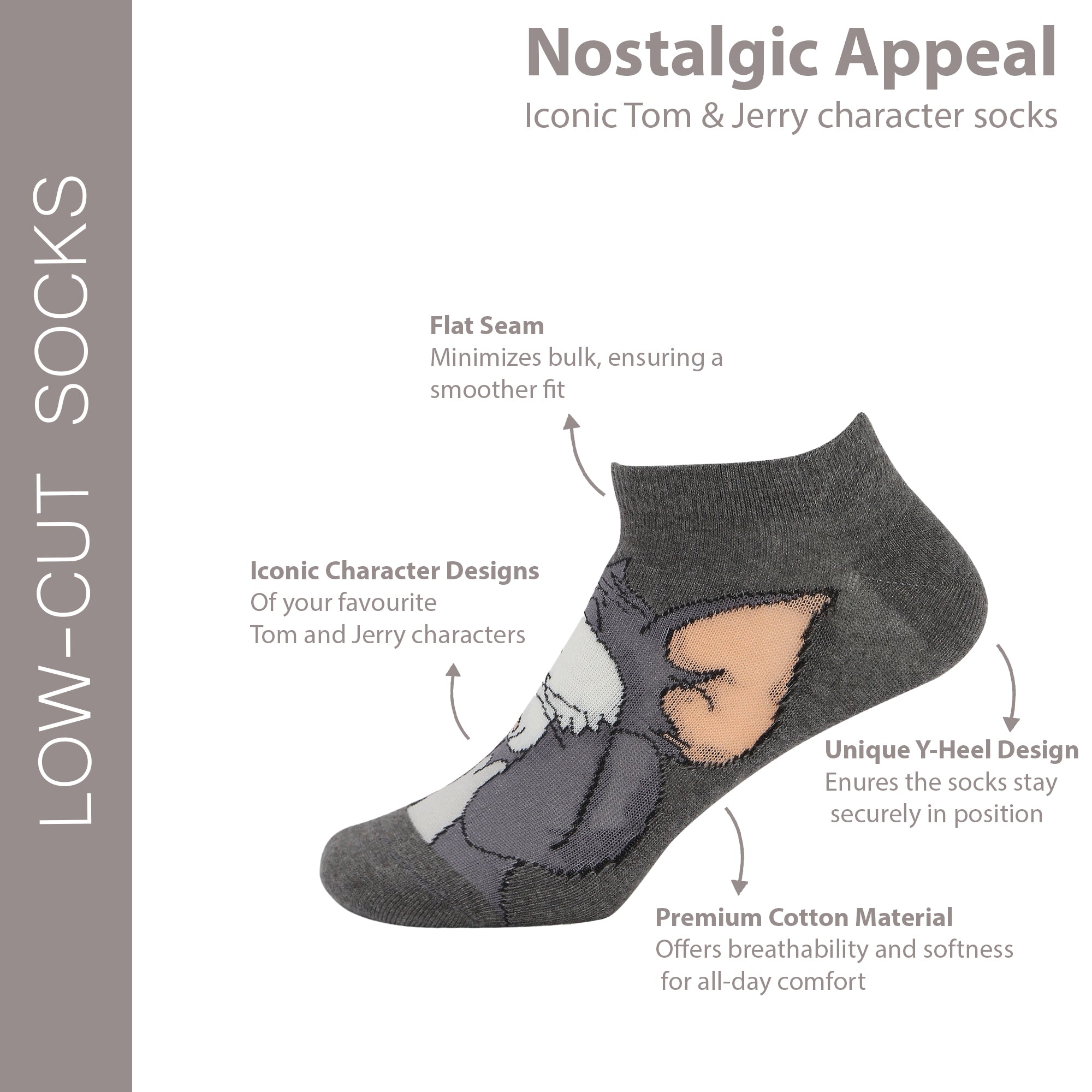Women’s Tom & Jerry Cartoon Themed Lowcut Socks SocksXpress