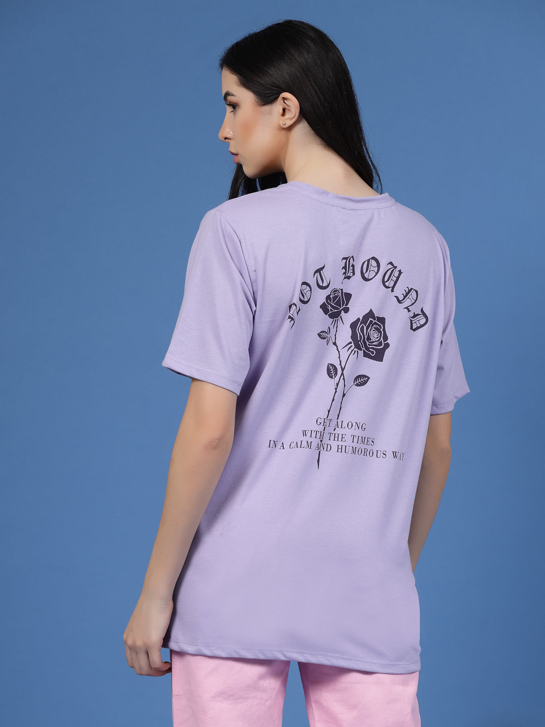 Not Bound Oversized Cotton Purple T-shirt