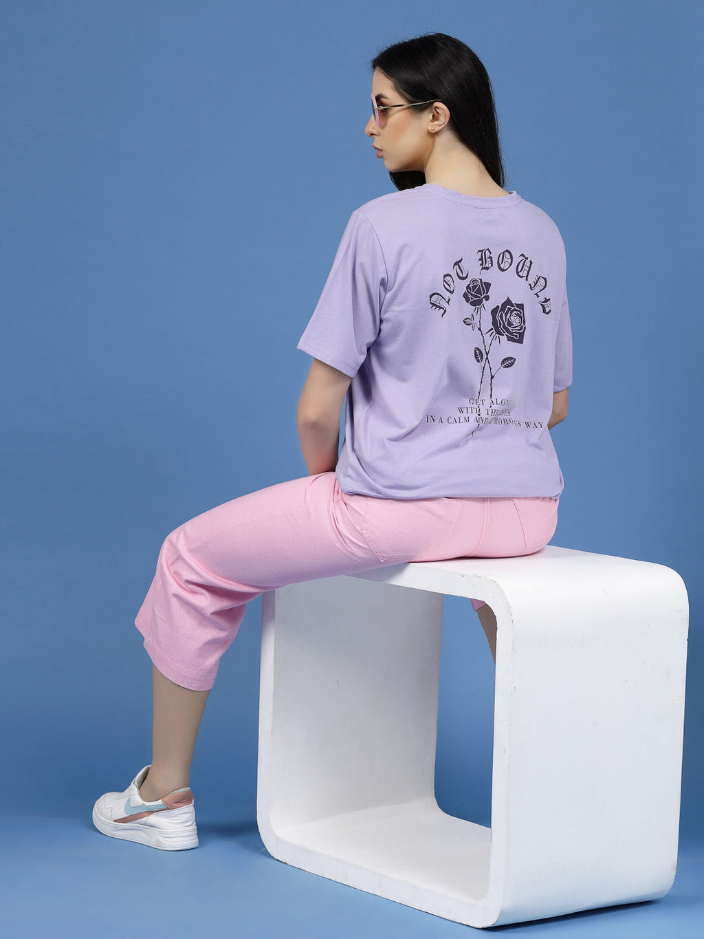 Not Bound Oversized Cotton Purple T-shirt