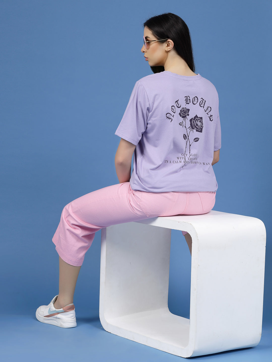 Not Bound Oversized Cotton Purple T-shirt