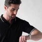 Tencel Stretch Polo in Jet Black