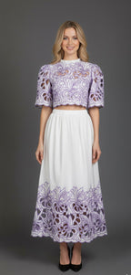 Lavender Bloom Embroidered Cord Set