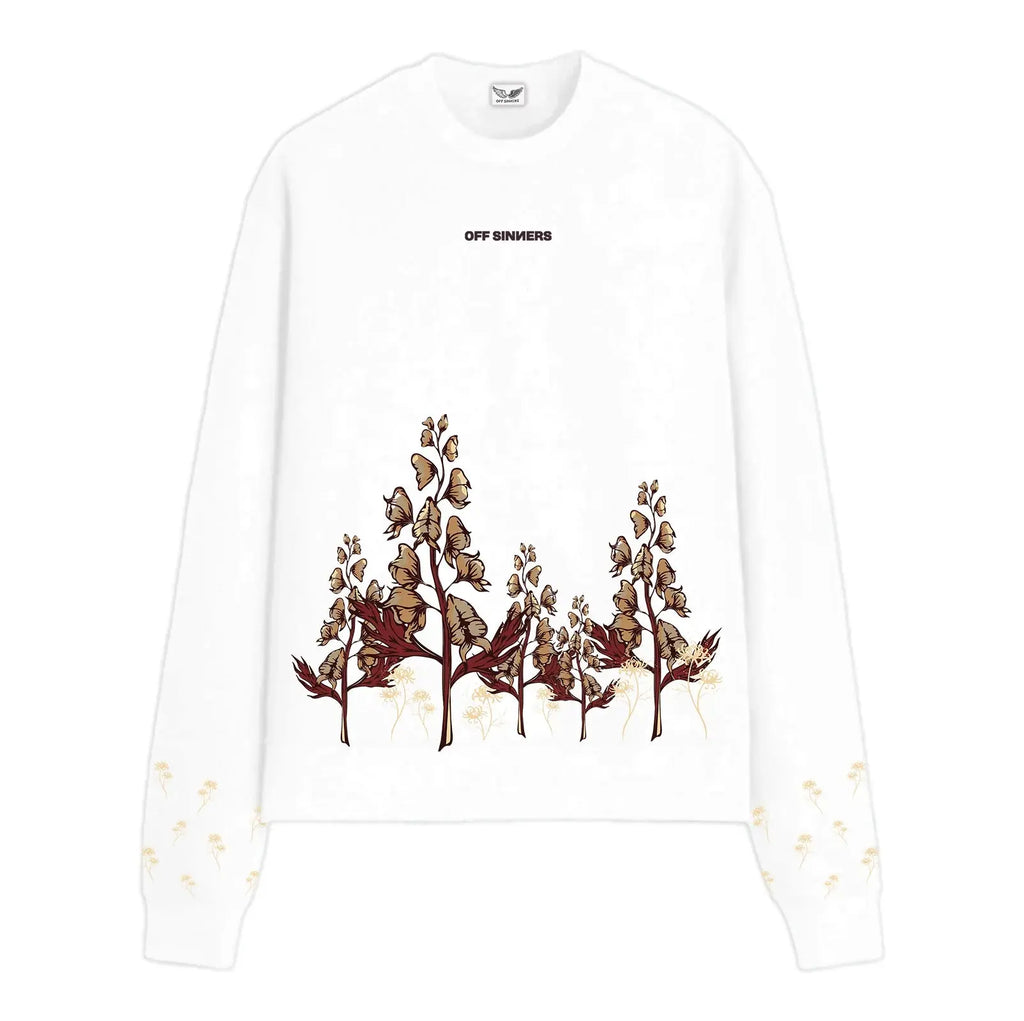 Frost Flower Printed White Sweatshirt Off Sinners