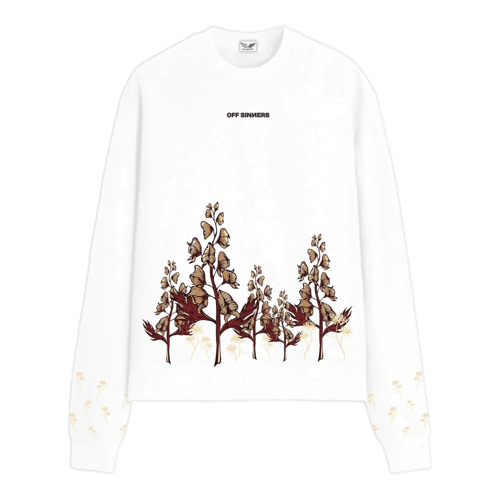 Frost Flower Printed White Sweatshirt Off Sinners