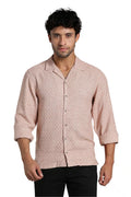 Dusty Rose Jacquard Slim Fit Shirt