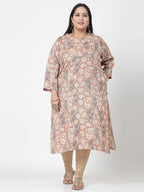 Women Brown Printed Straight Kurta Krya