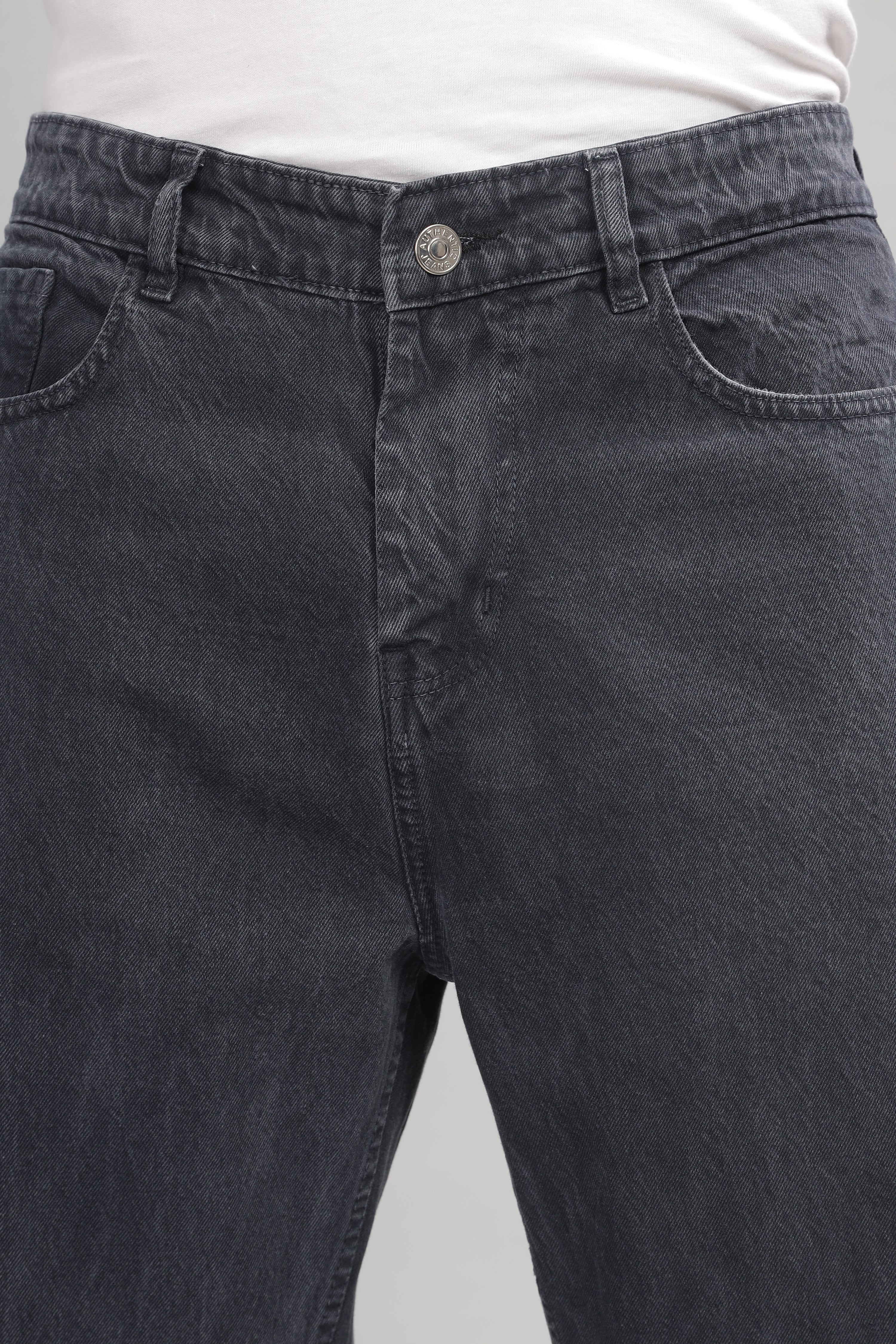 Plain Baggy Dark Grey Jeans