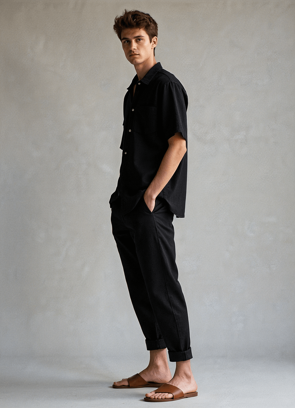 Men’s Black Linen Co-ords set Breathable & Stylish Two-Piece Outfit - Adam Spirit