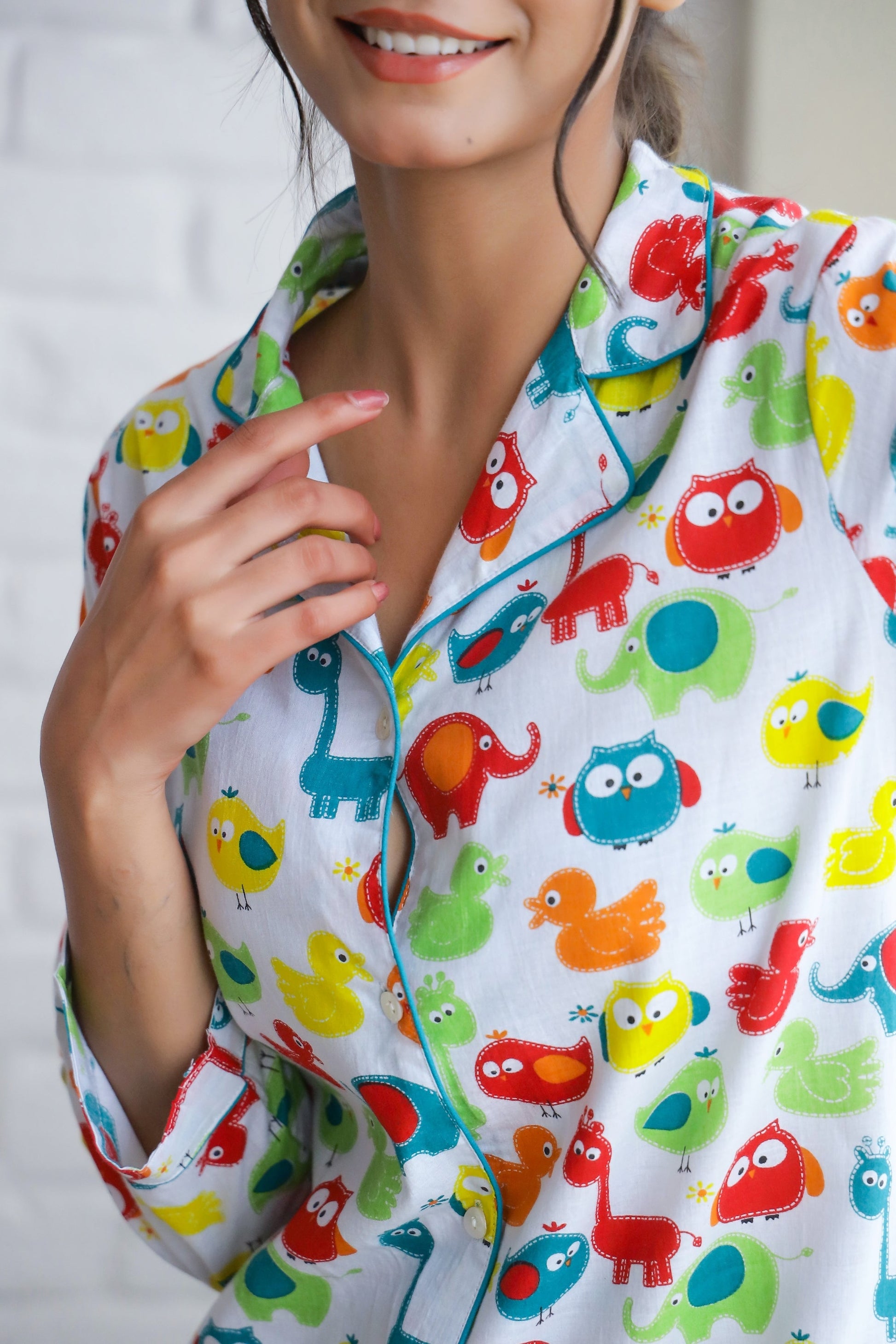 Colorful animal print cotton night suit set featuring fun animal patterns and a comfortable fit
