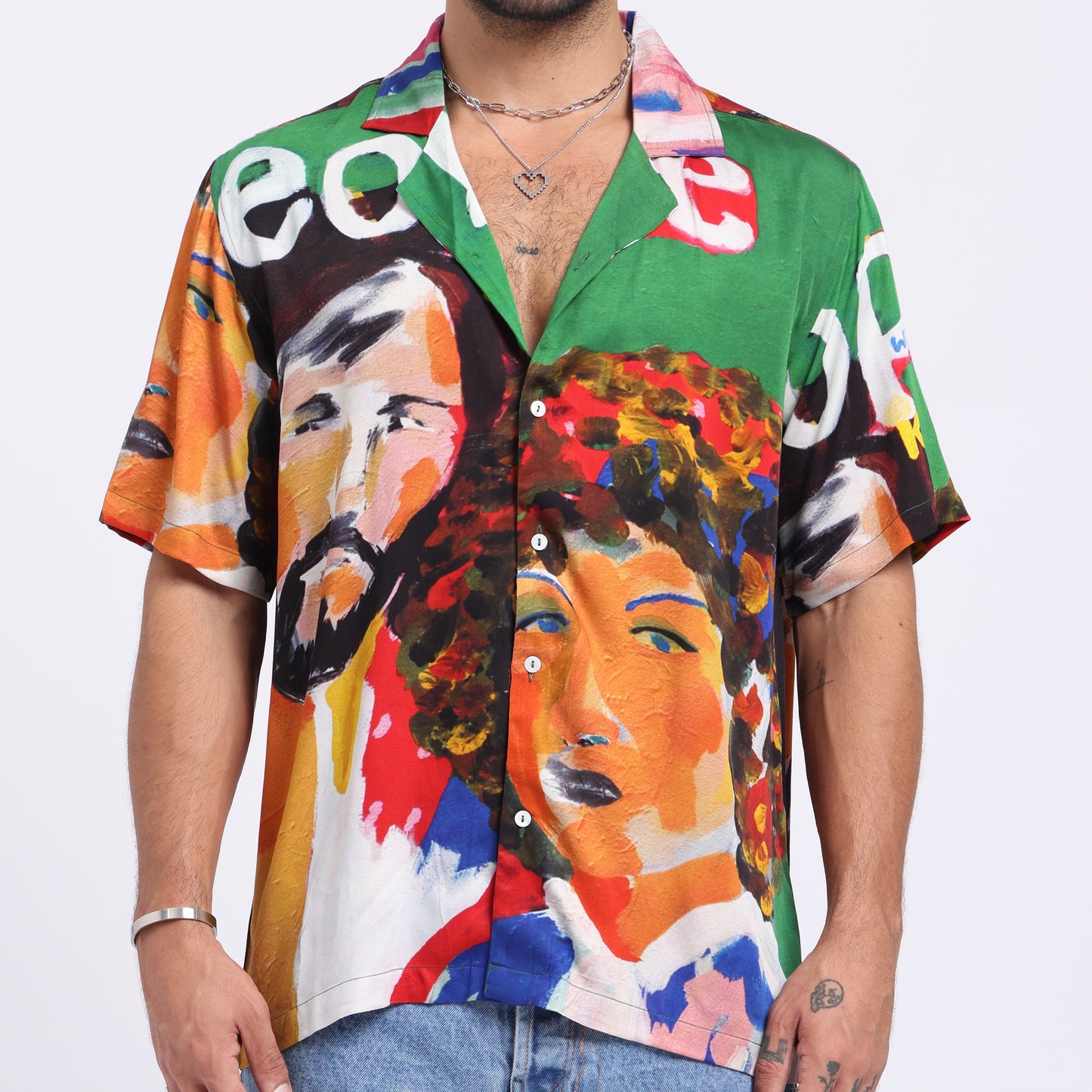 Stylera art print casual shirt featuring colorful designs and a relaxed fit for a trendy look