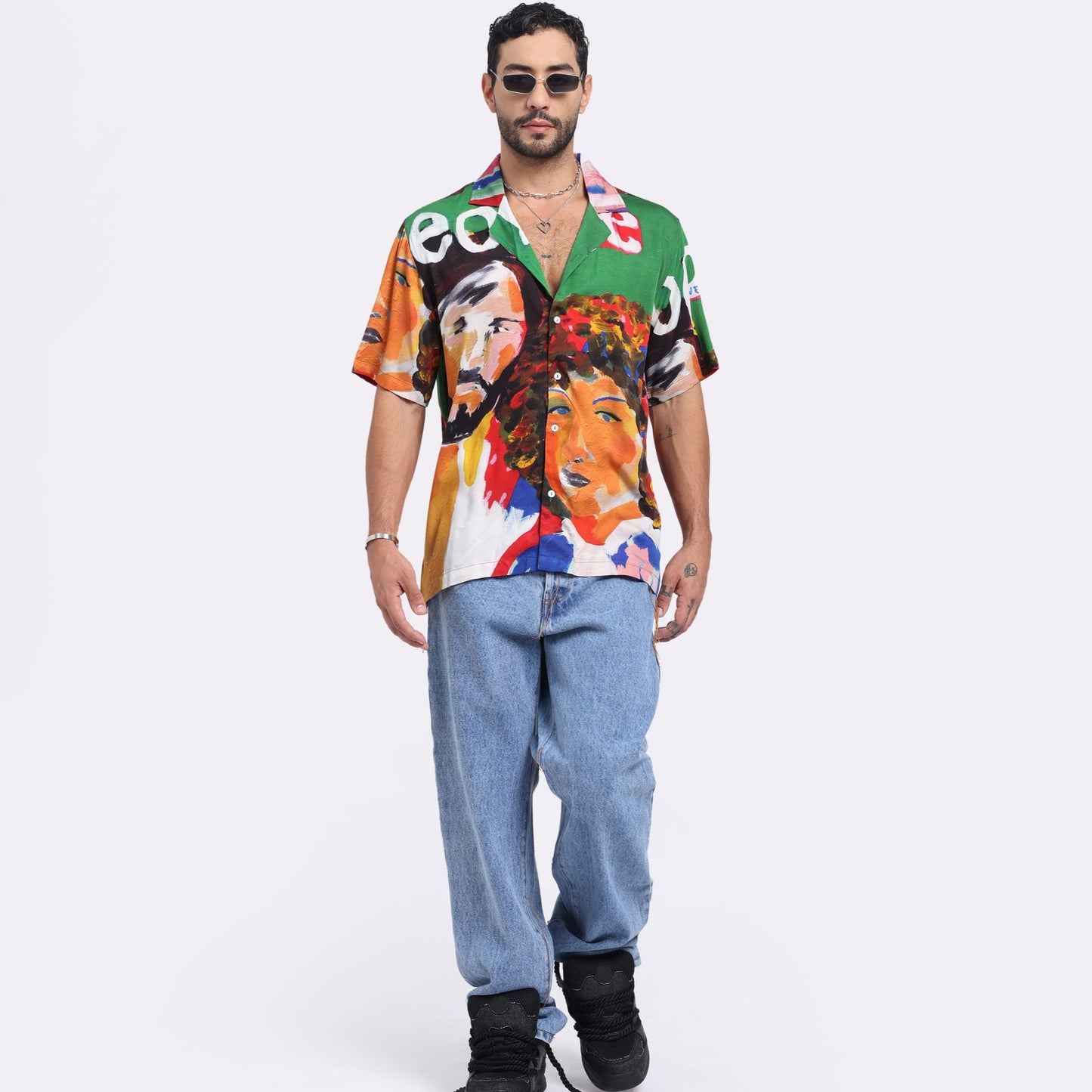 Stylera art print casual shirt featuring colorful artwork and a relaxed fit for stylish summer wear
