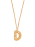 Stylera gold letter D necklace with textured beaded pendant and small clear accent stone on chain