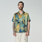 Stylera artisan print short sleeve shirt featuring vibrant artwork in a relaxed fit design