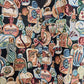 Stylera tapestry vest with colorful perfume bottle motif and antique brass buttons unique fashion vests