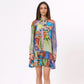 Stylera long shirt featuring an artistic print casual dress with vibrant colors and ruffled hem