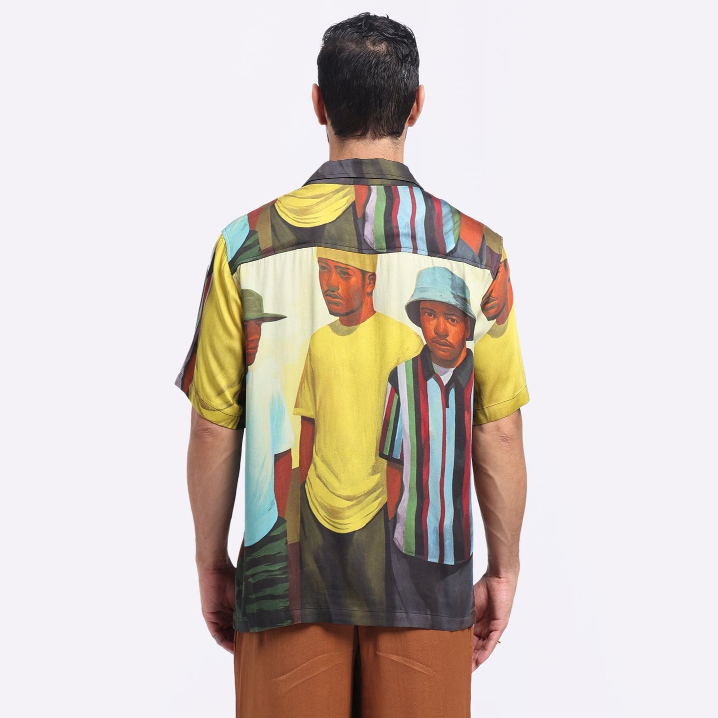 Stylera artistic printed casual shirt featuring vibrant artwork on the back for a stylish look