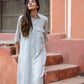 Elegant ash grey midi shirt dress by Stylera featuring a relaxed fit and rolled sleeves