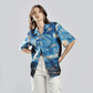 Stylera men's art print casual shirt with Van Gogh Starry Night blue swirl short sleeve button up