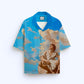Stylera sky print camp collar shirt featuring classical figure and clouds statement fashion shirt
