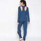 Atlantic blue activewear set featuring a stylish cutout back design and comfortable fit for workouts
