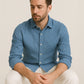 100% Linen Soft Touch Azure Blue Shirt
