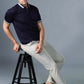 Tencel Stretch Polo in Deep Blue and Contrast trims