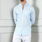 100% Linen Soft Touch Baby Blue Shirt