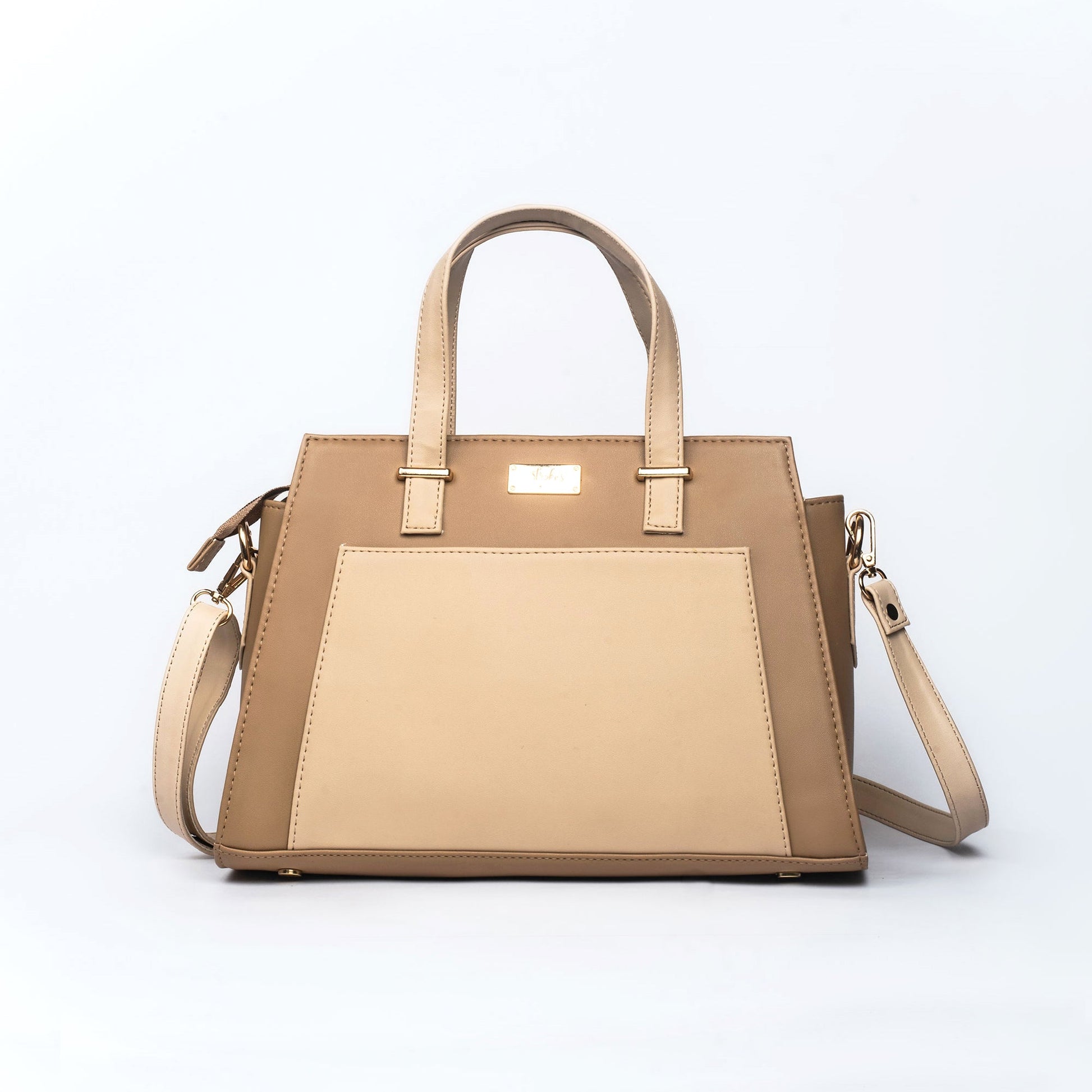 Beige luxury handbag for women with elegant design and adjustable shoulder strap