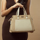 Stylish beige luxury handbag for women with dual handles and elegant design