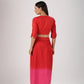 Stylera beach wear stylish ombre skirt and top set model back view red to pink midi skirt and top