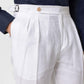 White Linen Gurkha Pants Single Button & Side Adjusters | by Adam Spirit - Adam Spirit