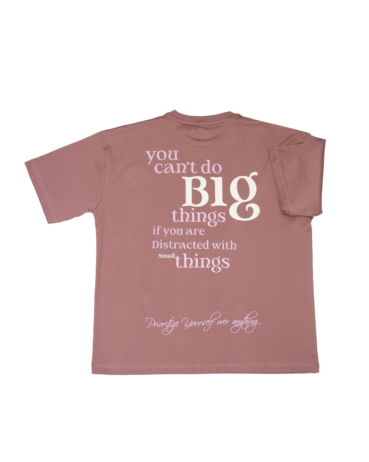 Stylstpls trendy oversized t-shirt for men and women in soft pink with motivational text design
