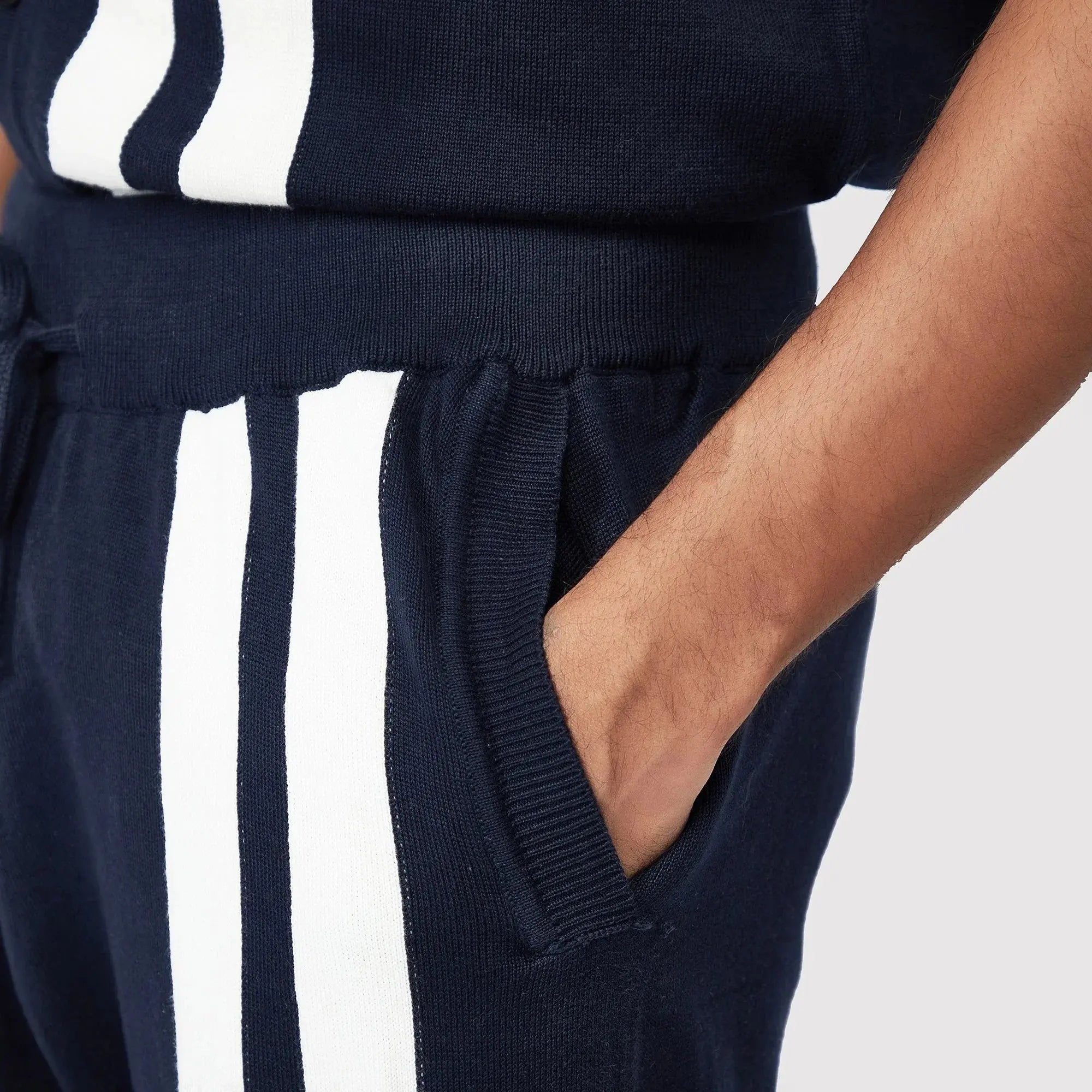 Comfortable knit shorts featuring a stylish black and white pattern shorts perfect for casual wear
