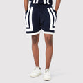Knit black and white pattern shorts with side pockets for a stylish and comfortable fit