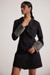 Stylera black dress blazer for women with embroidered patterned cuffs and double-breasted buttons