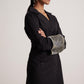 Stylera black dress blazer for women with unique embroidered cuffs and double-breasted design