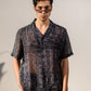 Men's black geometric silk shirt for men with a lightweight and stylish design from Stylera.