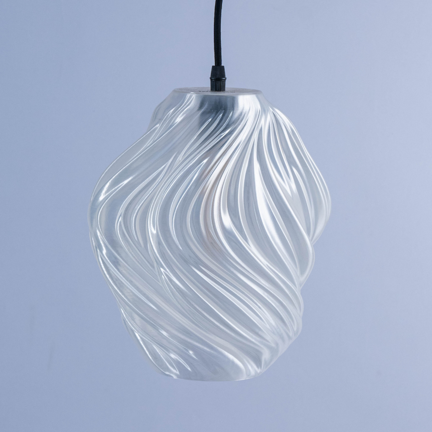 Elegant black hanging lamp for living room with a unique twisted glass design