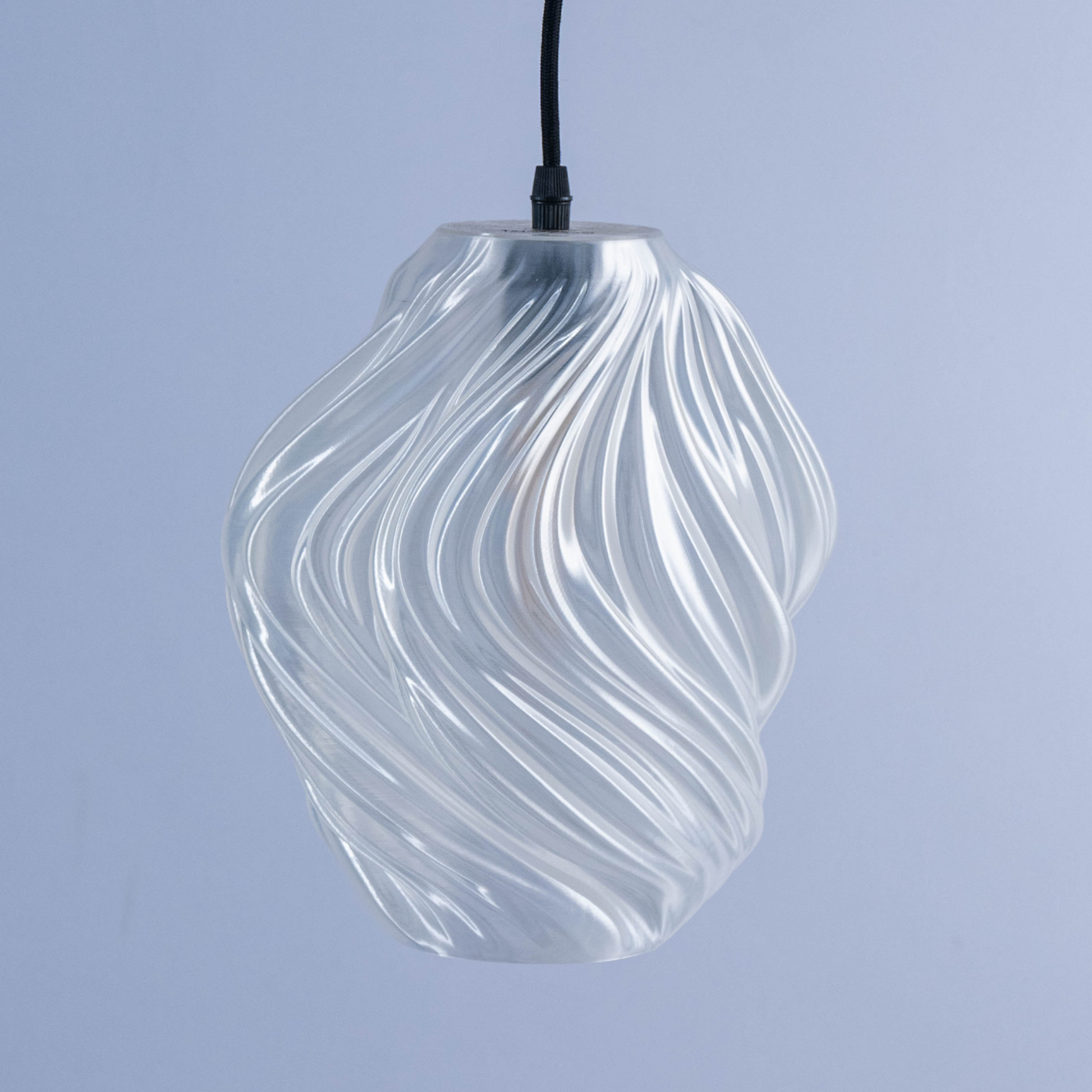 Elegant black hanging lamp for living room with a unique twisted glass design