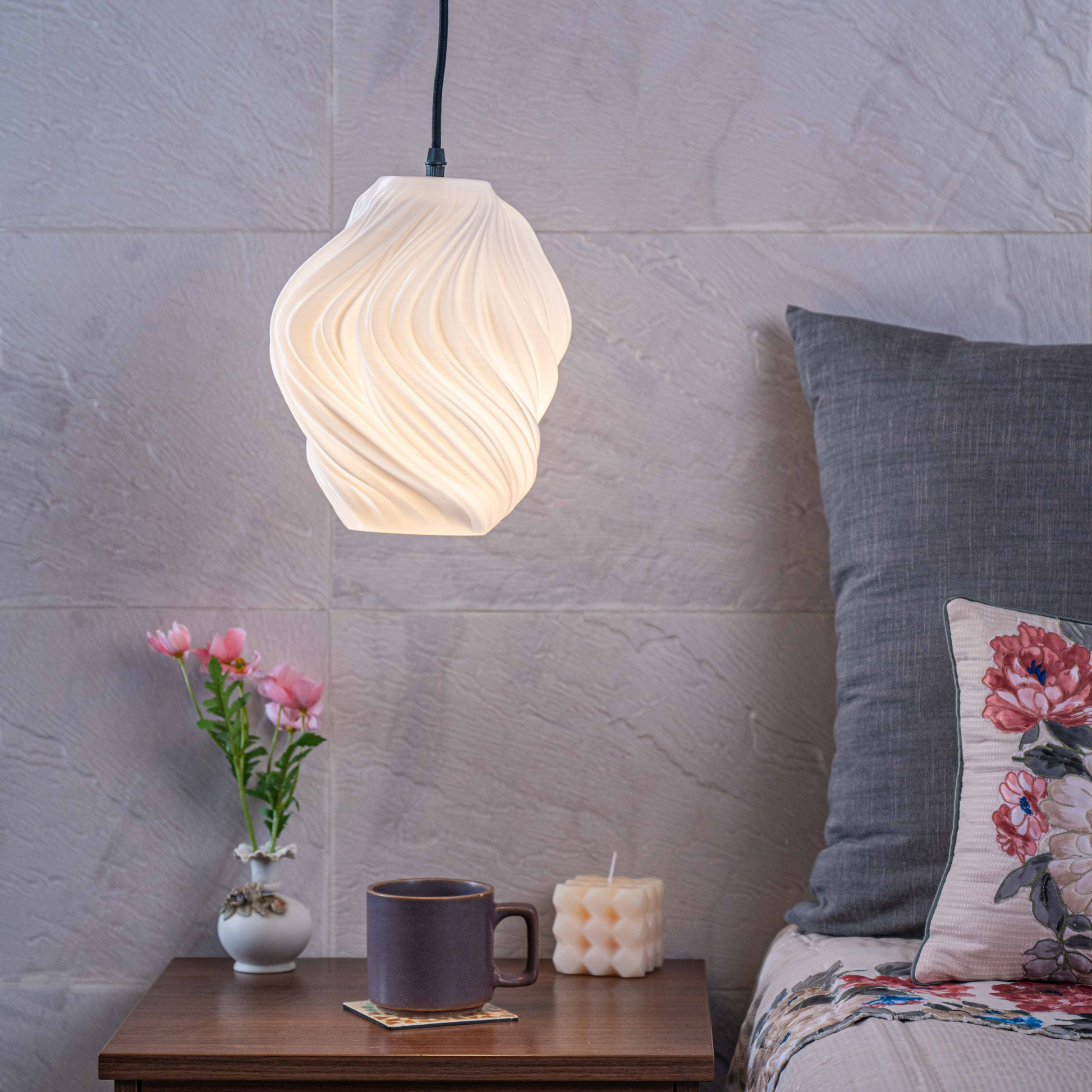 Stylish black hanging lamp for living room with a modern design and decorative elements