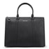 Stylera black leather briefcase laptop bag with dual top handles padded interior for 15 inch laptop