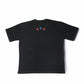 Stylstpls black oversized crew neck t-shirt featuring red and blue star design on the back