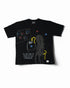 Stylstpls black oversized crew neck t-shirt featuring a graphic design and text for a stylish look