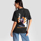 Black streetwear oversized tee womens by Stylera featuring colorful graphic design on the back