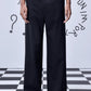 Stylera black wool straight fit trousers full length mid rise with belt loops and side pockets