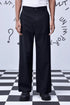 Stylera black wool straight fit trousers full length mid rise with belt loops and side pockets