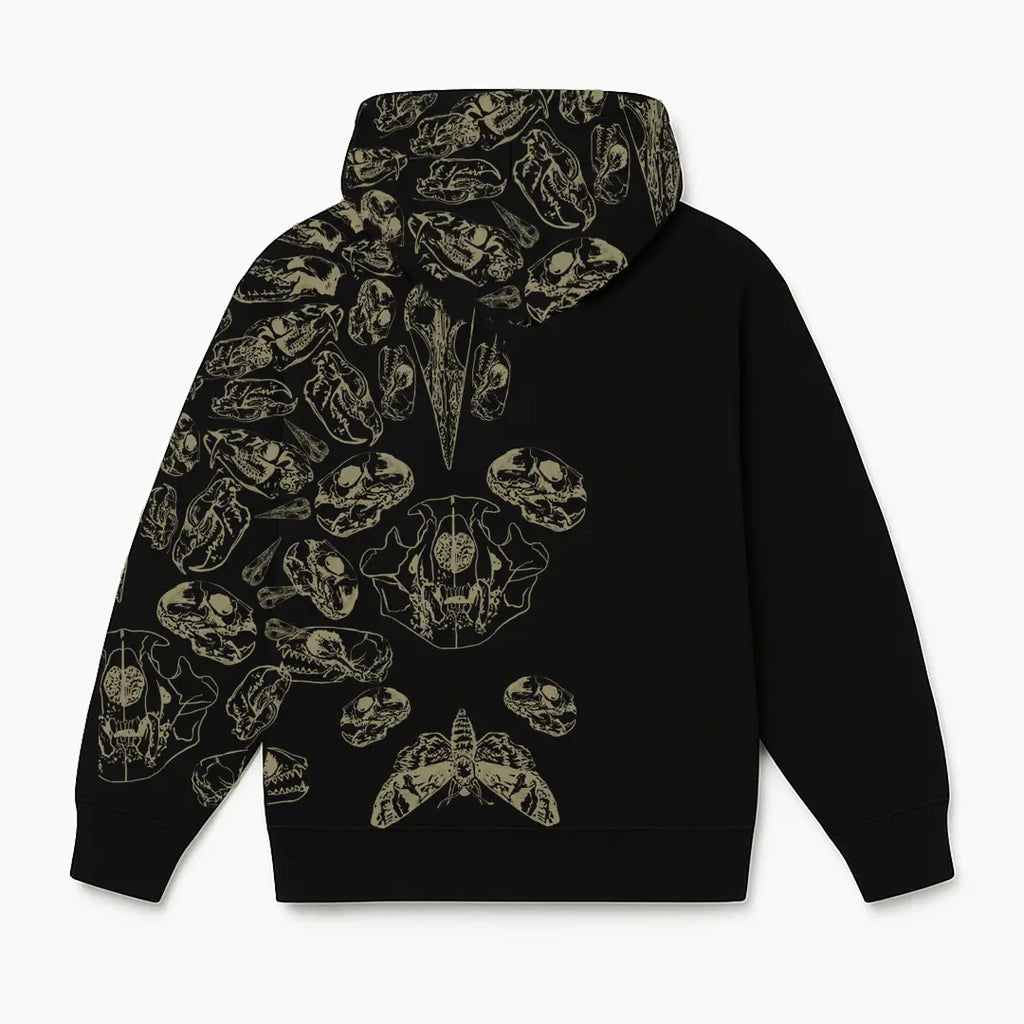 Fractured Pulse Printed Black Zipper Hoodie FLYAF