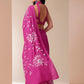 Blissful brush pink silk saree featuring floral designs and a stylish drape for elegant occasions